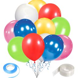 Zyozi Metallic Multi Colour Balloons With Glue Dot & Ribbon - Pack of 27-21