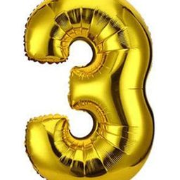 Bubble Trouble English Alphabet Letters Foil Letter Balloons for Party Decoration Number 3- Gold-10
