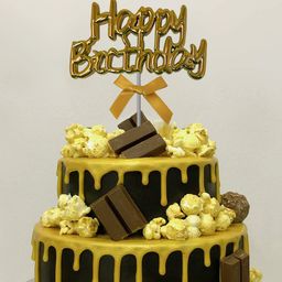 AMFIN Happy Birthday Cake Toppers Golden - Height 19 cm-28