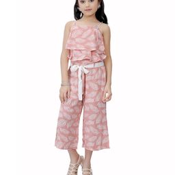 Tiny Girl Singlet Sleeveless Leaves Printed Jumpsuit - Pink-image-31