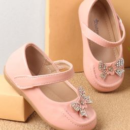 Cute Walk by Babyhug Bellies With Velcro Closure & Bow Applique - Peach-image-97