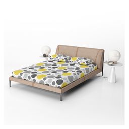Divine Casa Double Bed Cotton Fitted Bedsheet With 2 Pillow Cover - Quarry-10