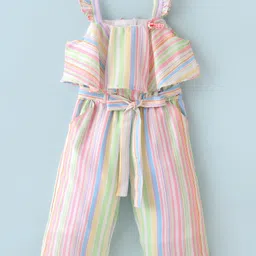 Twetoons Sleeveless Ankle Length StripedJumpsuit with Frill Detailing &Applique -Multicolor-picture-18