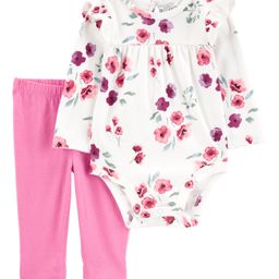 Carters 2-Piece Floral Bodysuit Pant Set - Pink & White-image-13