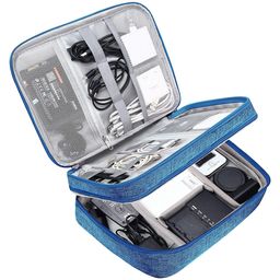 House of Quirk Electronics Accessories Organizer Bag Universal Carry Travel Gadget Bag for Cables Plug-Light Blue-52