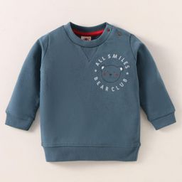 Zero Cotton Knit Full SleevesText Printed T-Shirt - Blue-image-82
