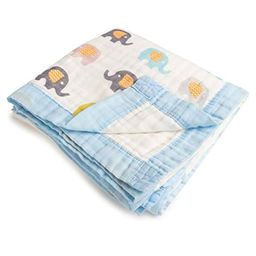 Kassy Pop Printed 6 Layer Bamboo Muslin Blanket Cum Swaddling Towel, (110cm x 110cm) - Elephant Print-image-13