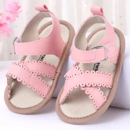 Cute Walk by Babyhug Designed Solid Booties with Velcro Closure - Pink-picture-4