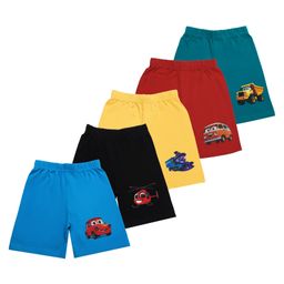 Superminis Cotton Blend Woven Pack Of 5 Vehicles Printed Shorts - Red Black Yellow Sky & Teal Blue-image-86