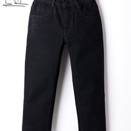 arias by lara dutta Arias Cotton Elastane Woven Full Length Straight Fit Solid Color Jeans - Black-picture-6