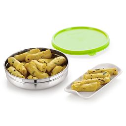 Steel Lock Flex Stainless Steel Container/Dabba with Lid Airtight for Food Storage, Easy to Carry, Leak Proof and Stackable (SL-41/550 ml) Green. image 4