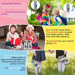 FunBlast Cartoon Design Water Bottle with Straw - 1 Pc Random Color and Design image 5
