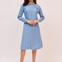 Ruhaans Women Denim A-Line Midi Dress-image-63