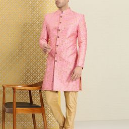 House of Pataudi Men Rozana Floral Zari Work Sherwani-picture-10