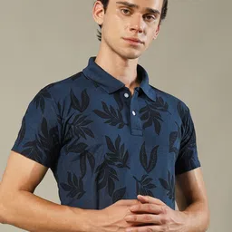 STELVIN Floral Printed Polo Collar Cotton T-shirt-picture-26