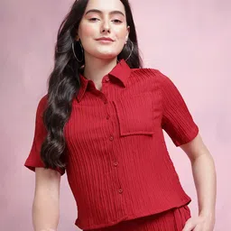 DressBerry Solid Shorts & Shirt Co-Ord Set-image-74