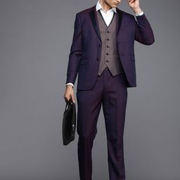 Louis Philippe Men Solid Slim Fit 3 Piece Formal Suits-picture-40