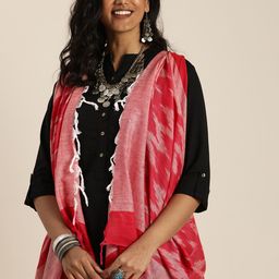 Taavi Red Pure Cotton Woven Design Ikat Dupatta-picture-13