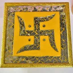 THE HOME CO. Yellow & Pink Glossy Wooden Square Chowki-5
