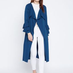 Hypernation Blue Solid Open Front Longline Shrug-34