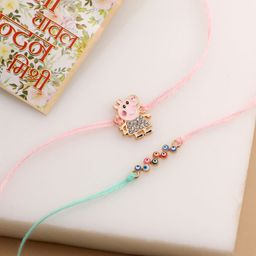 Sangria Kids Set of 2 Artificial Stones Thread Rakhi With Roli Chawal Chandan & Mishri-50