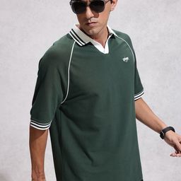 WROGN Oversized Fit Striped Polo Collar Pure Cotton T-shirt-picture-49