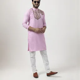 PulseIQ Men Pink Kurtas-image-40