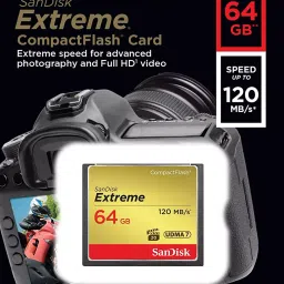 Sandisk 64 GB Compact Flash Compact Flash Memory Card 100 Mb/s 120 Mb/s Black Compact Flash Memory Card image 2