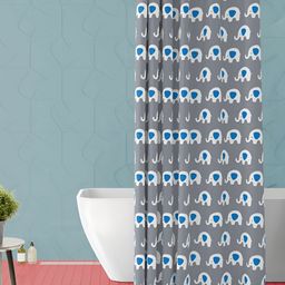 ArtzFolio Grey & White Printed Waterproof Shower Curtain-image-97