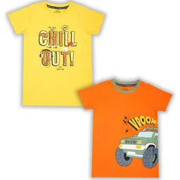 YALZZ Boys 2 Printed Raw Edge T-shirt-picture-3