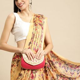 RACHNA Yellow Floral Satin Saree-picture-50