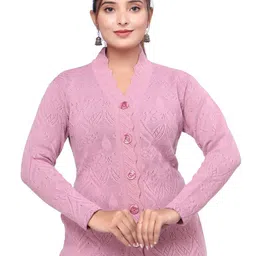 WOOL 4U Women V-Neck Woollen Cardigan-image-79