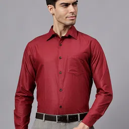 TrendiVastra Men India Slim Spread Collar Solid Cotton Slim Fit Formal Shirt-image-25