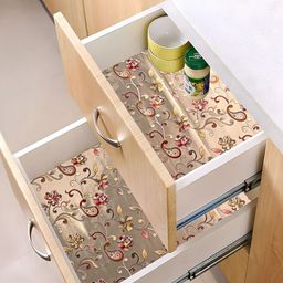 Kuber Industries Gold-Toned & Red 2 Pieces Water Resistant Shelf Liner Organisers-51