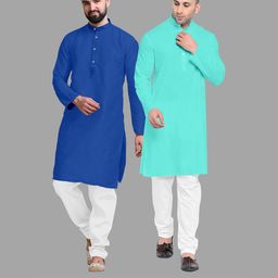 VS MALL Sea Green Cotton Blend Kurta Sets-image-26