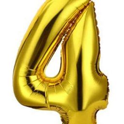 Bubble Trouble English Alphabet Letters Foil Letter Balloons for Party Decoration Number 4- Gold-image-96