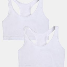 Sillysally Pack Of 2 Non Padded Non Wired Solid Training Bra- White-image-20