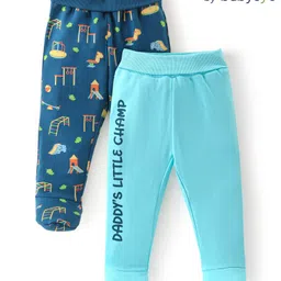 Babyoye 100% Cotton Interlock Knit Footed Diaper Legging Playground Print Pack Of 2 - Blue-picture-19