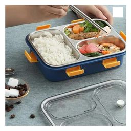 AKN TOYS 3 Grid Insulated Stainless Steel Lunch Box (Colour May Vary)-picture-14