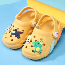 Babyoye Slip On Clogs with Football Applique & Back Strap - Yellow-4