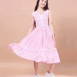 Pspeaches Sleeveless Floral Printed Dress - Pink-image-77