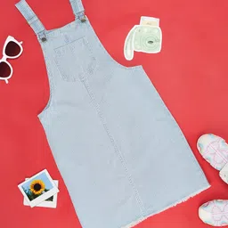 Pantaloons Junior Sleeveless Striped  Dungaree - Light Blue-picture-16