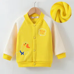 Kookie Kids Full Raglan Sleeves Bomber Jacket with Dino Print - Yellow-picture-24