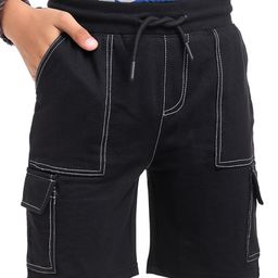 Pine Kids Looper Knit Knee Length Solid Shorts - Black-image-14