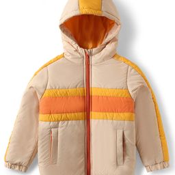 Pine Kids Woven Full Sleeves Padded Hooded Jacket With Cut & Sew Design - Yellow-image-65