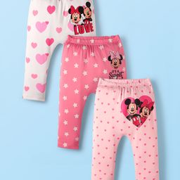 Babyhug Disney 100% Cotton Full Length Diaper Leggings With Minnie & Friends Graphic Pack Of 3 - Multi Colour-picture-4