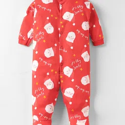 Kidi Wav Full Sleeves Santa Claus Printed Sleepsuit - Red-picture-6