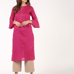 ANIYAH Women Flared Sleeves Pure Cotton Straight Kurta-picture-6
