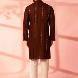 Anouk Men Embroidered Regular Mirror Work Pure Cotton Kurta with Pyjamas image 3