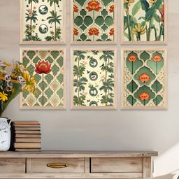 WALLLANE Beige & Green 6 Pieces Floral and Botanical Wooden Wall Paintings-image-95